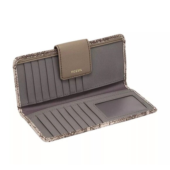 New Fossil Madison Tab Clutch Wallet Snake Print Multi - Picture 4 of 4